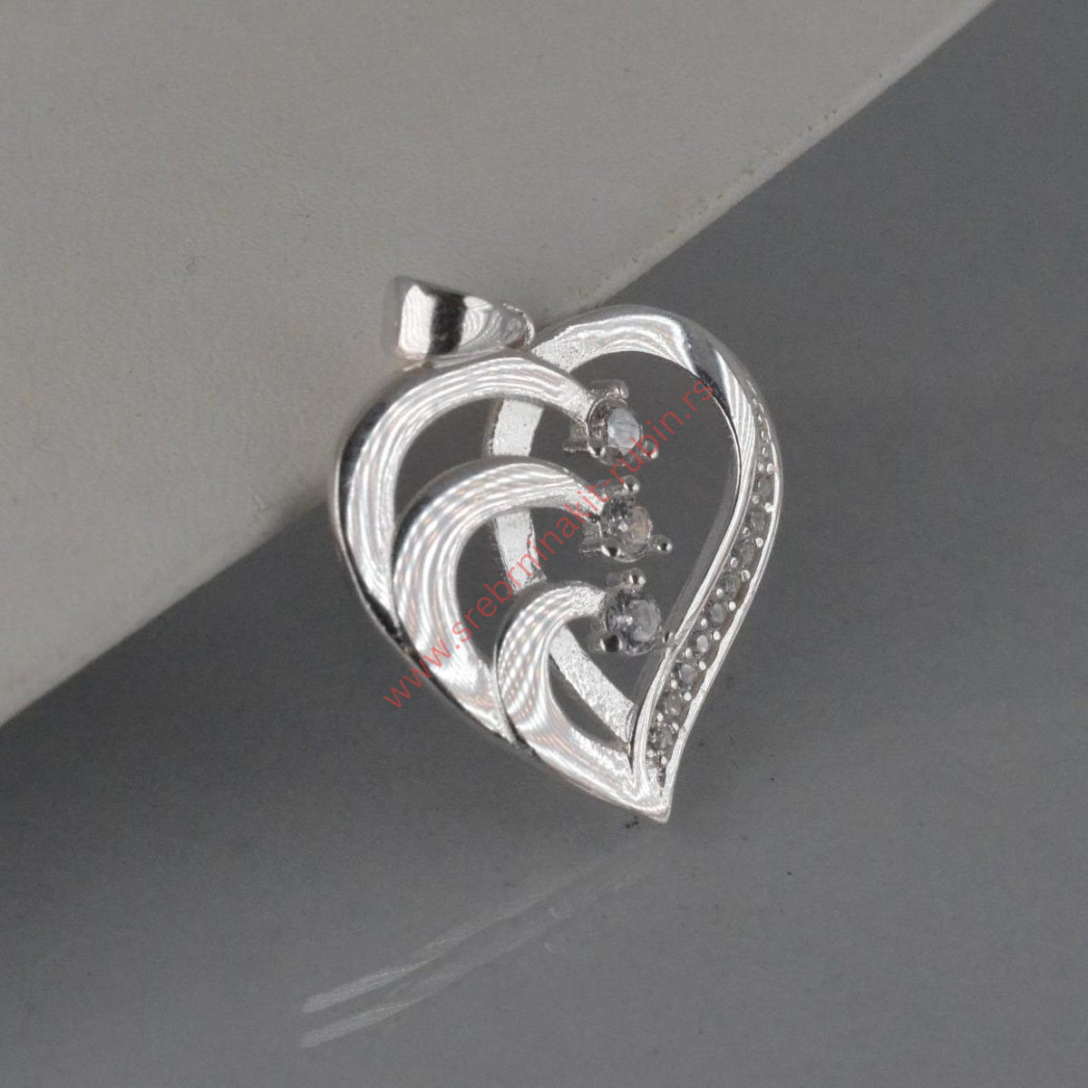 Privezak srce u srcu sa cirkonima - 0134 - Slika 3