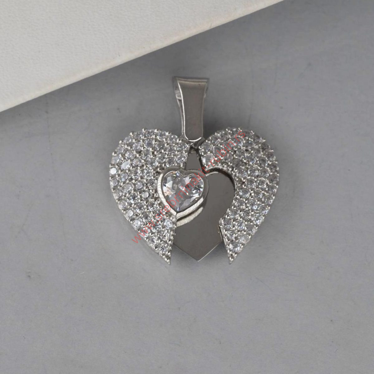 Privezak srce - krila anđela sa pločicom - 0133 - Slika 3