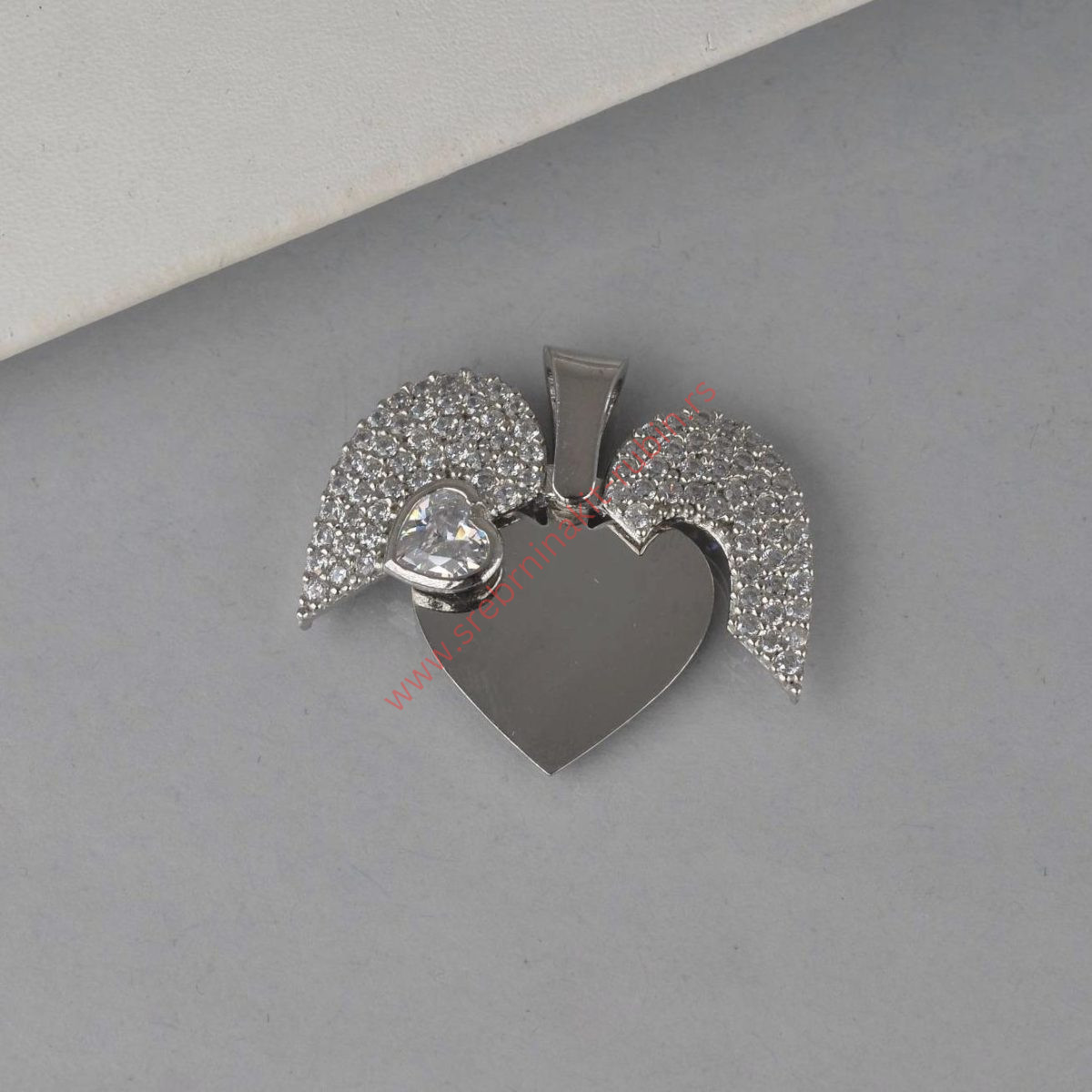 Privezak srce - krila anđela sa pločicom - 0133 - Slika 2