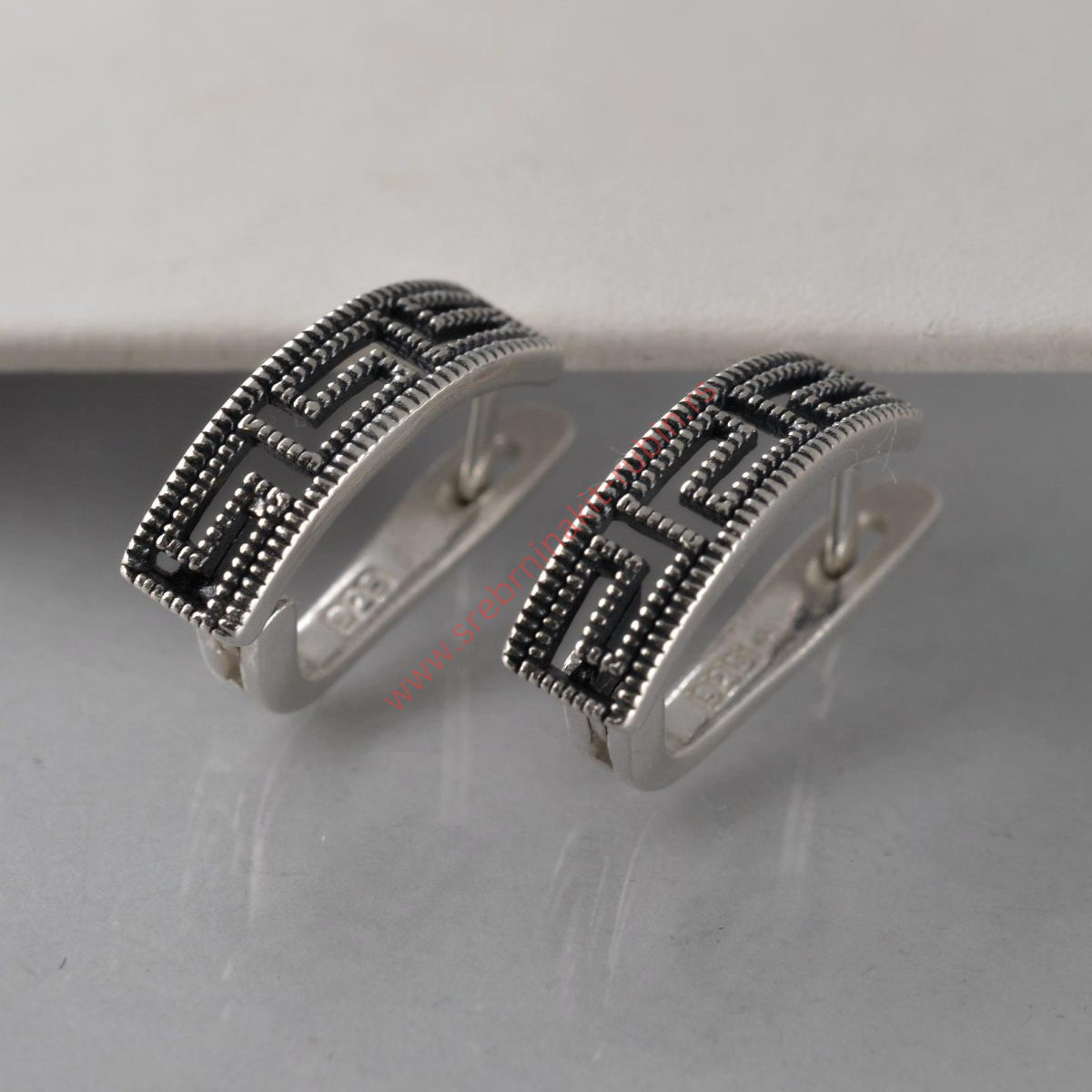 Minđuše grčki rad sa markazitom - 0191 - Slika 2