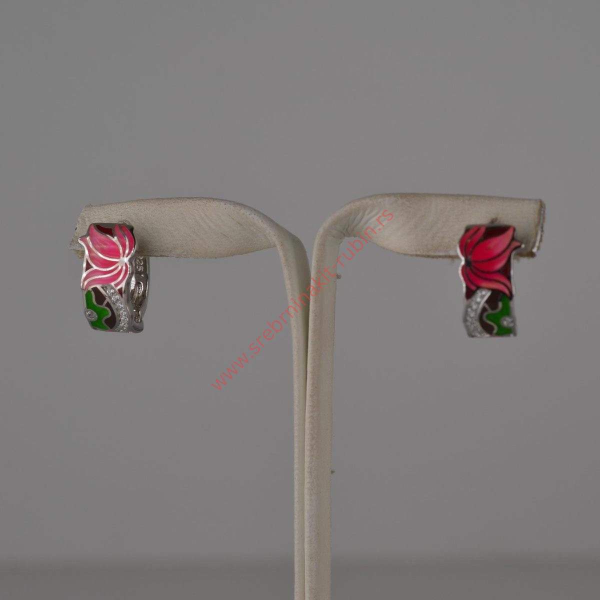 Minđuše magnolija emajl - 0286 - Slika 2