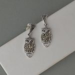 Minđuše sova sa markazitom - 0192