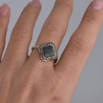 Prsten detelina oniks sa markazitom - 0975 - Slika 2