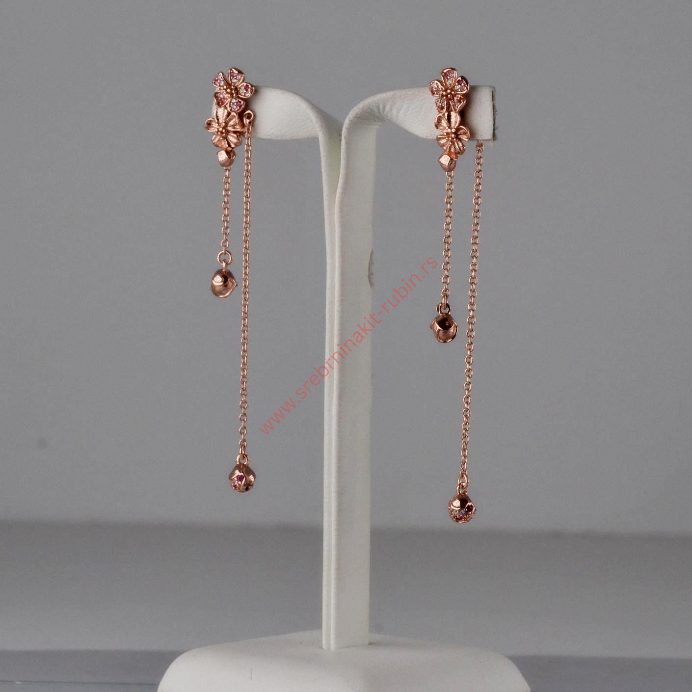 Minđuše viseće sa cirkonima rosegold Minđuše viseće sa cirkonima 2u1 - 0452 - Slika 1