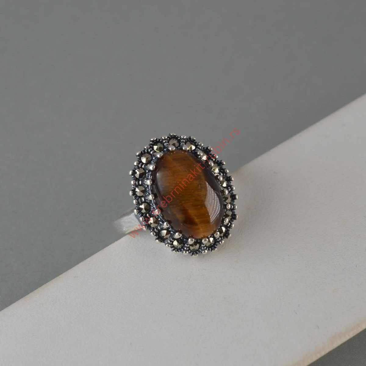 Prsten tigrovo oko sa markazitom - 0151 - Slika 4