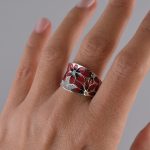 Prsten emajl cvet sa cirkonima - 0528 - Slika 2