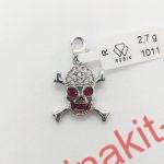 Privezak kosturska glava sa cirkonima i emajlom - 0005