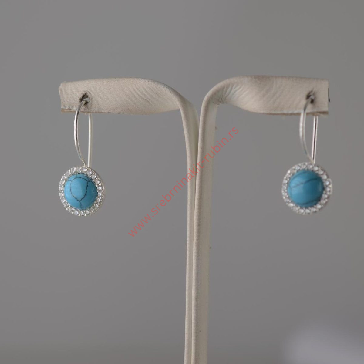 Minđuše tirkiz krug - 0686 - Slika 2