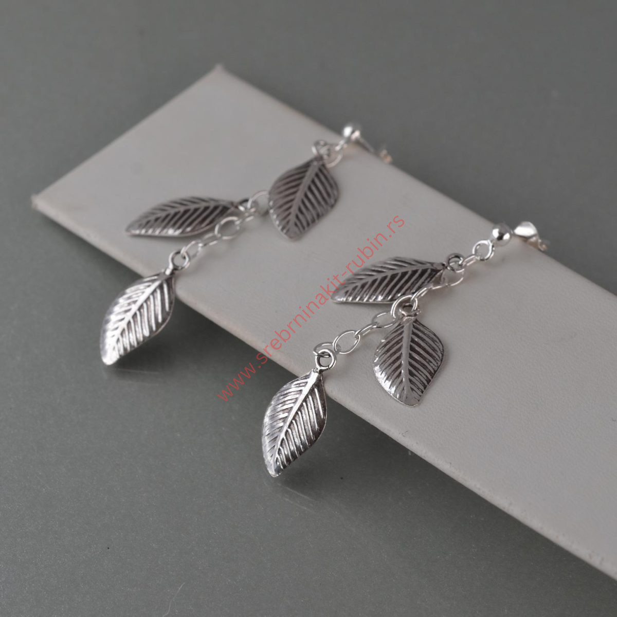 Minđuše viseće list patiniran - 0761 - Slika 3