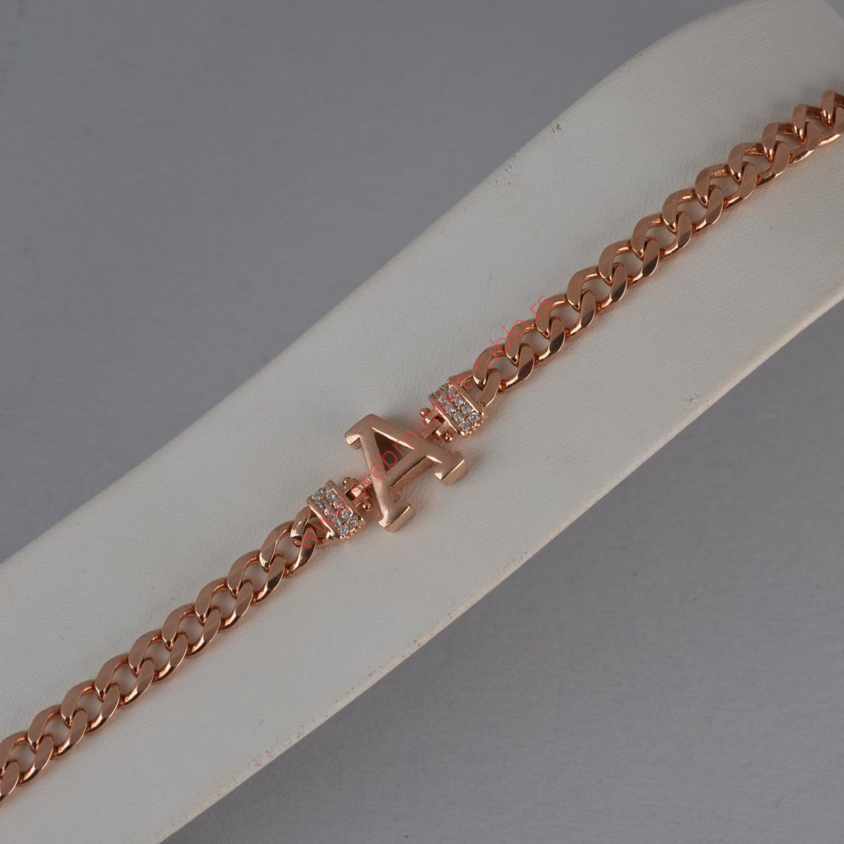 Narukvica pancir slovo A sa cirkonima - 0506 - Slika 4