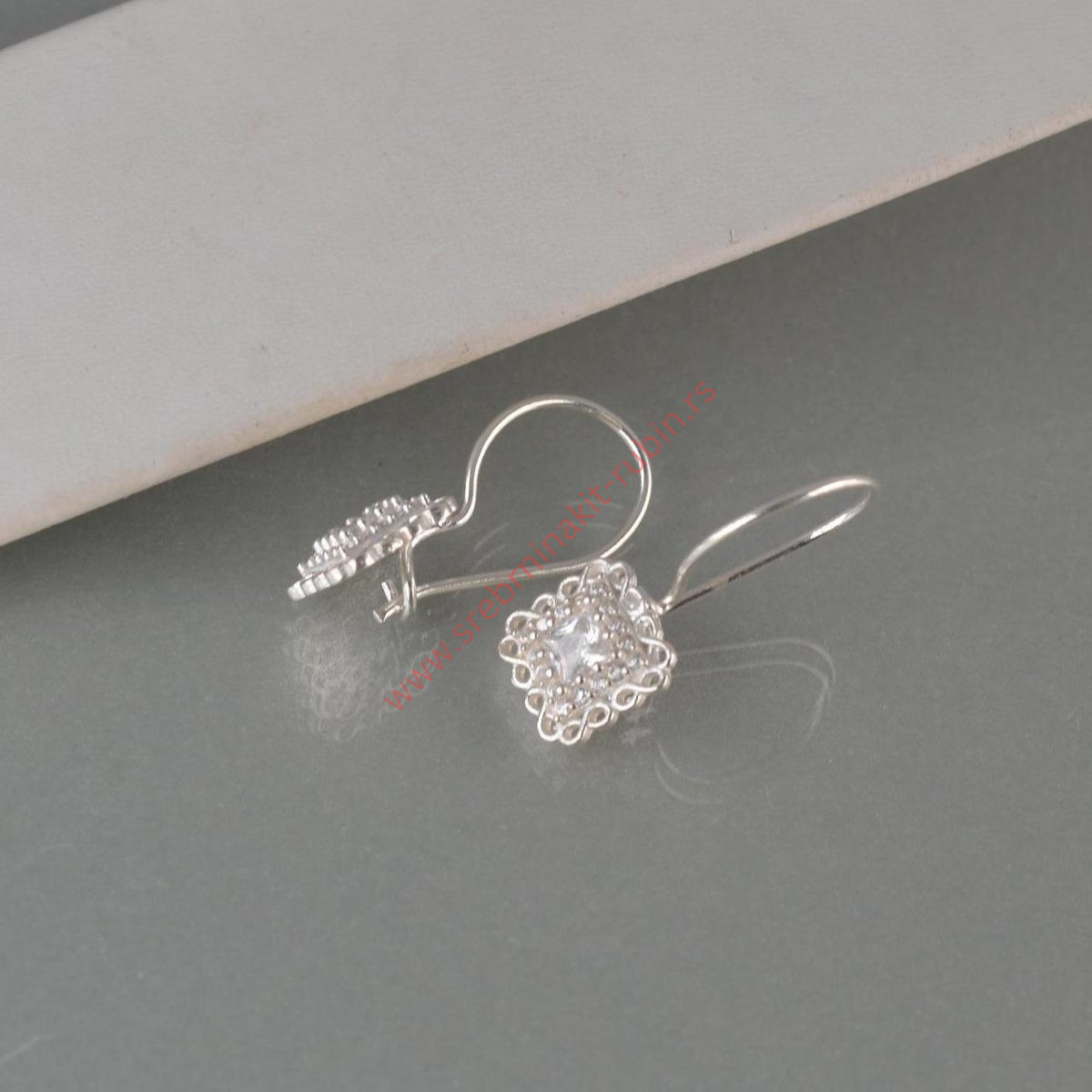 Minđuše kvadrat kristal i cirkoni - 0820 - Slika 4