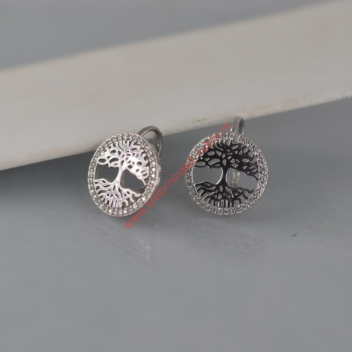 Minđuše drvo života sa cirkonima - 0810 - Slika 4