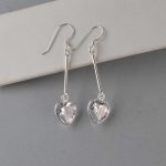 Minđuše srce viseće sa kristalom - 0828