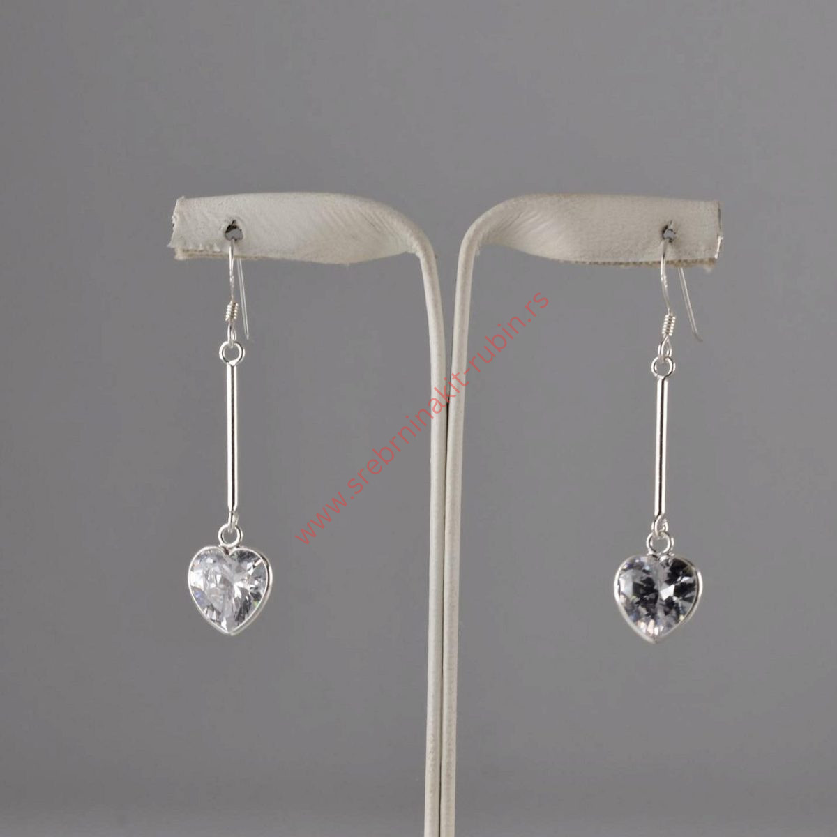 Minđuše srce viseće sa kristalom - 0828 - Slika 2