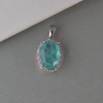 Privezak paraiba tourmalin ovalni sa cirkonima - 0916