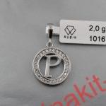 Privezak slovo P sa cirkonima - 1007