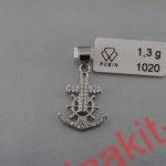 Privezak sidro i krst sa cirkonima - 1022