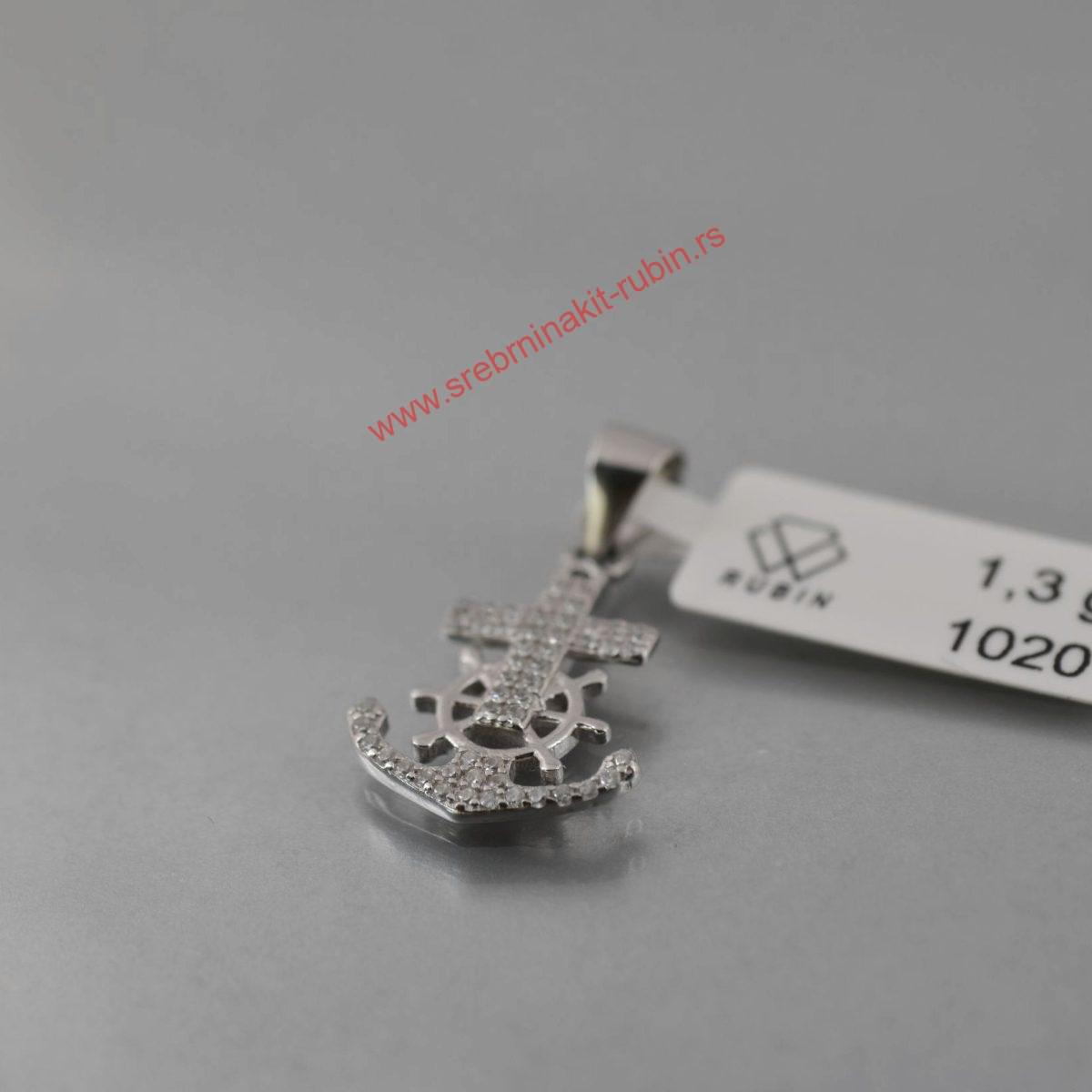 Privezak sidro i krst sa cirkonima - 1022 - Slika 2