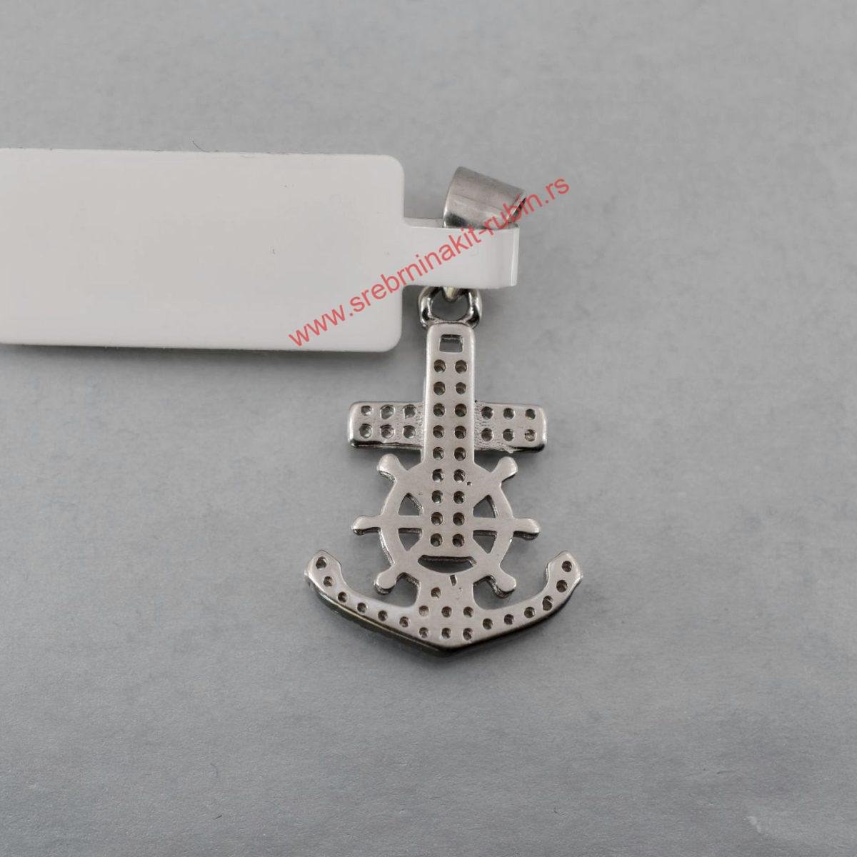 Privezak sidro i krst sa cirkonima - 1022 - Slika 3