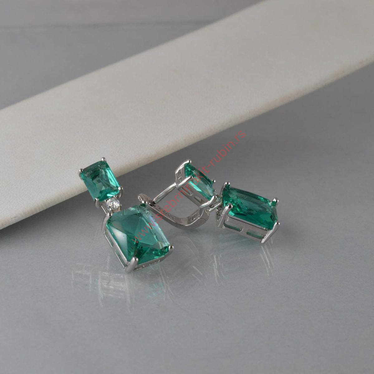 Minđuše pravougaonik kristal - 0709 - Slika 4