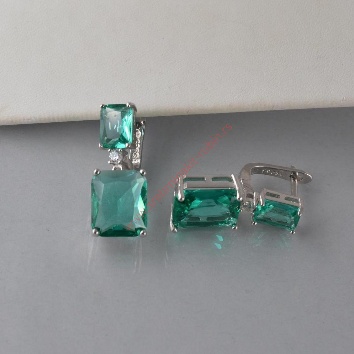 Minđuše pravougaonik kristal - 0709 - Slika 3