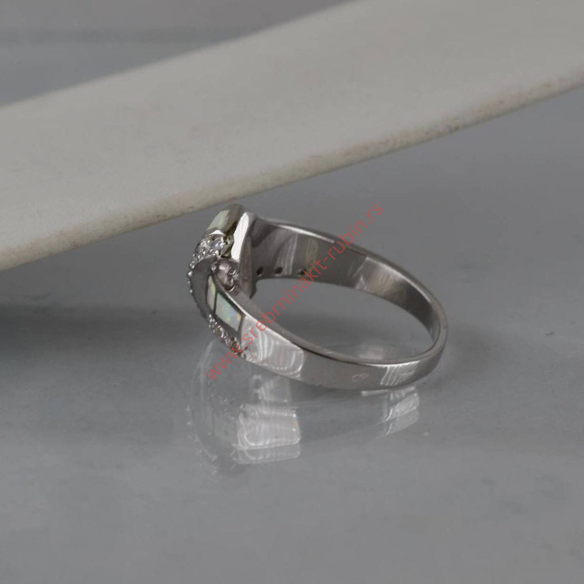 Prsten beli opal sa cirkonima - 0929 - Slika 4