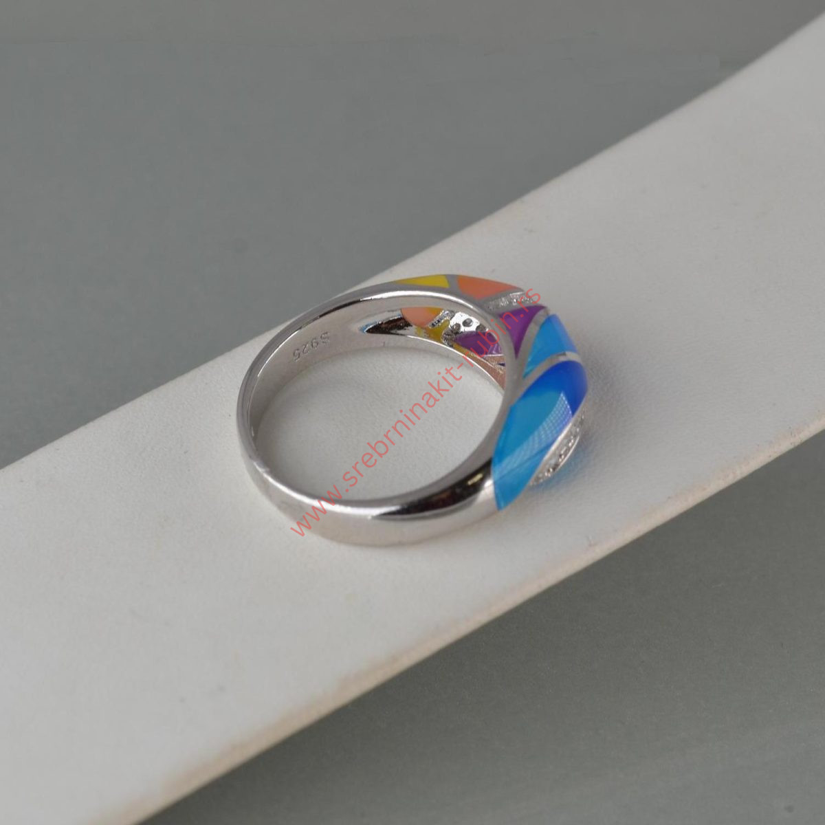 Prsten emajl sa cirkonima - 1224 - Slika 3