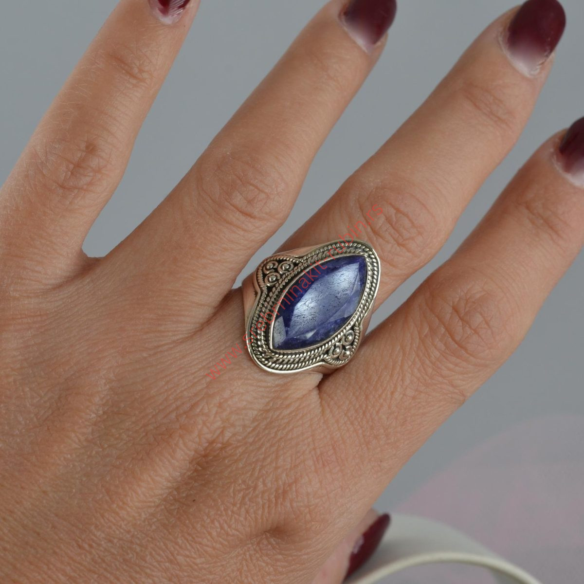 Prsten lapis lazuli patiniran - 1229 - Slika 2