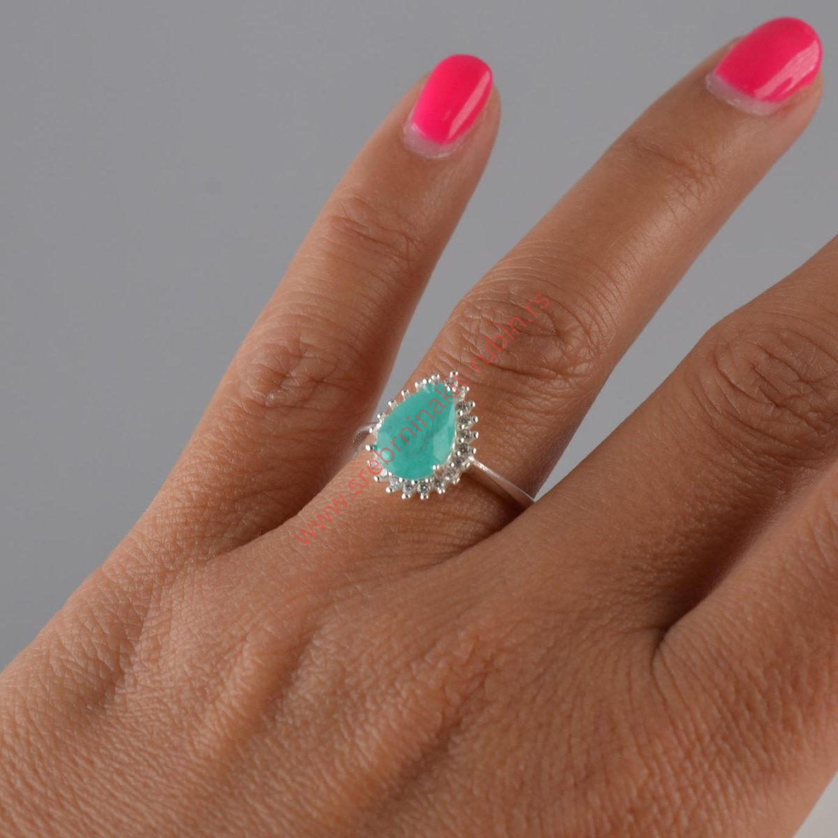 Prsten paraiba tourmaline sa cirkonima - 1285 - Slika 2